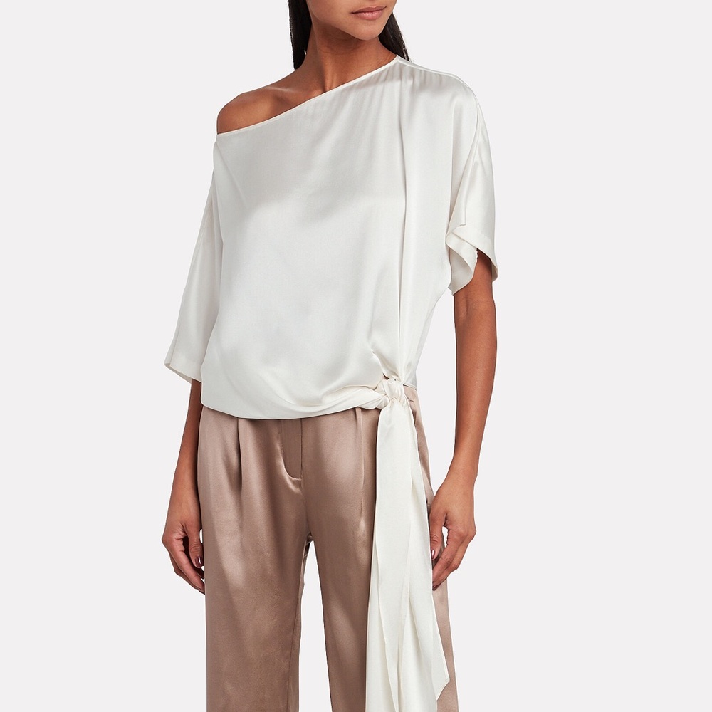 Intermix Valentina Charmeuse Off-Shoulder Top